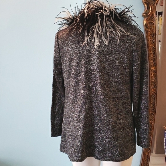 Vintage Back and Silver Jacket with Boa - Picture 5 of 9